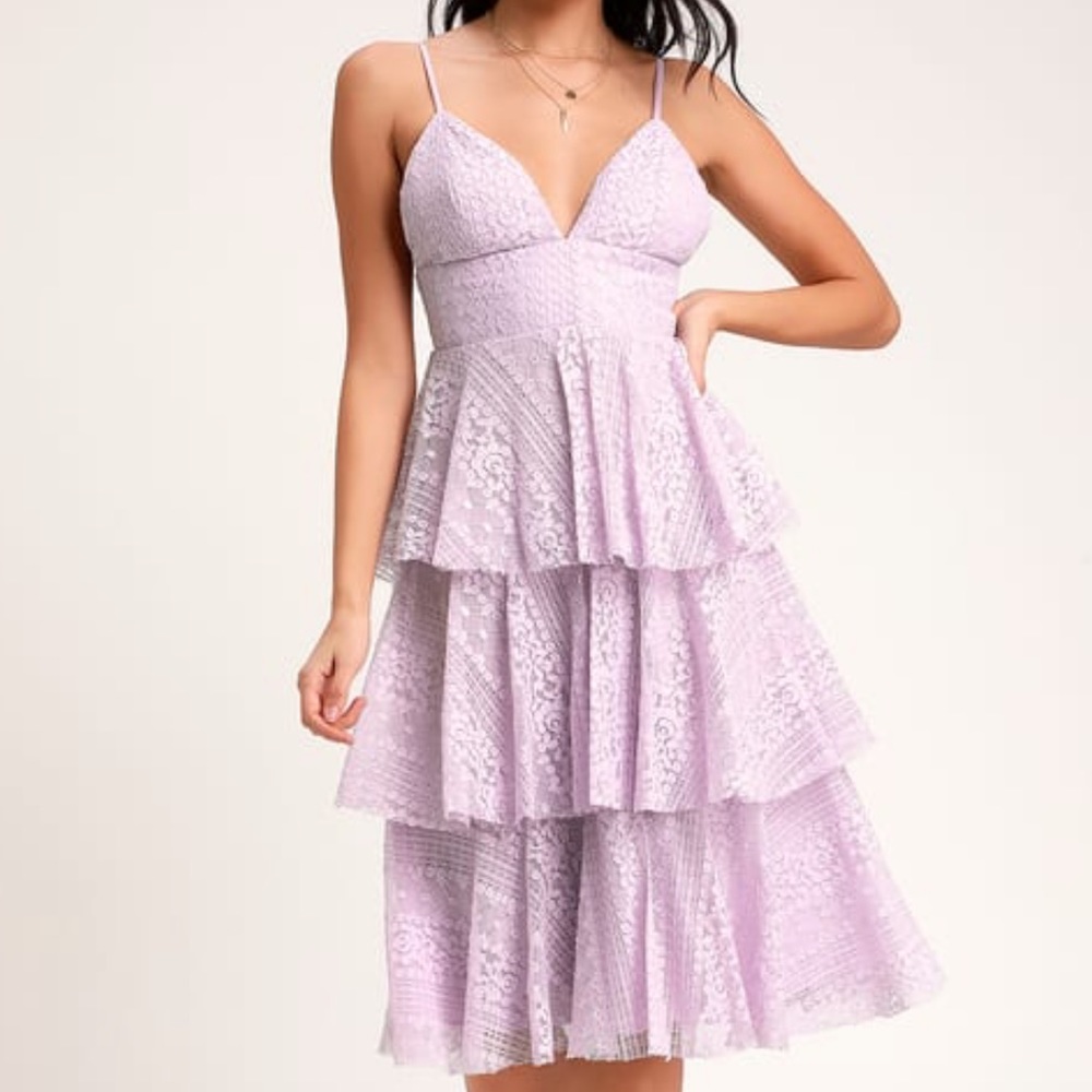 Lavender ruffle midi dress